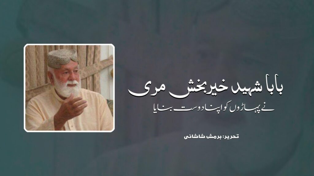 بابا شہید نواب خیر بخش مری نے پہاڑوں کو اپنا دوست بنایا۔تحریر بْرمش شاشانی۔