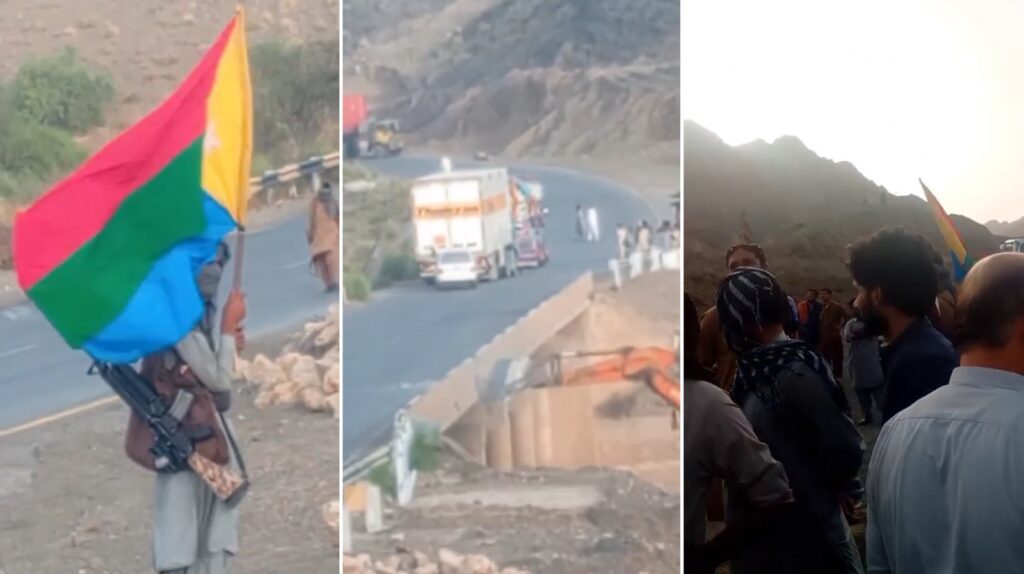 خضدار: آر سی ڈی شاہراہ پر وڈھ کے مقام پر ناکہ بندی، پل کو نقصان